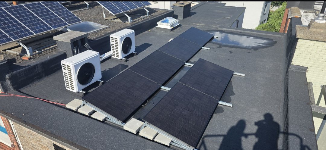 Solar panel installation on flat roof